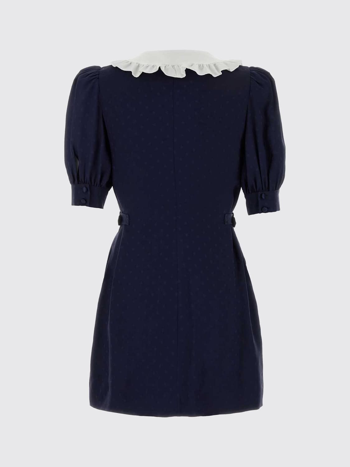 ALESSANDRA RICH ABITO: Mini abito chemisier Alessandra Rich in seta con collo a rouches, Blue Navy - Img 3