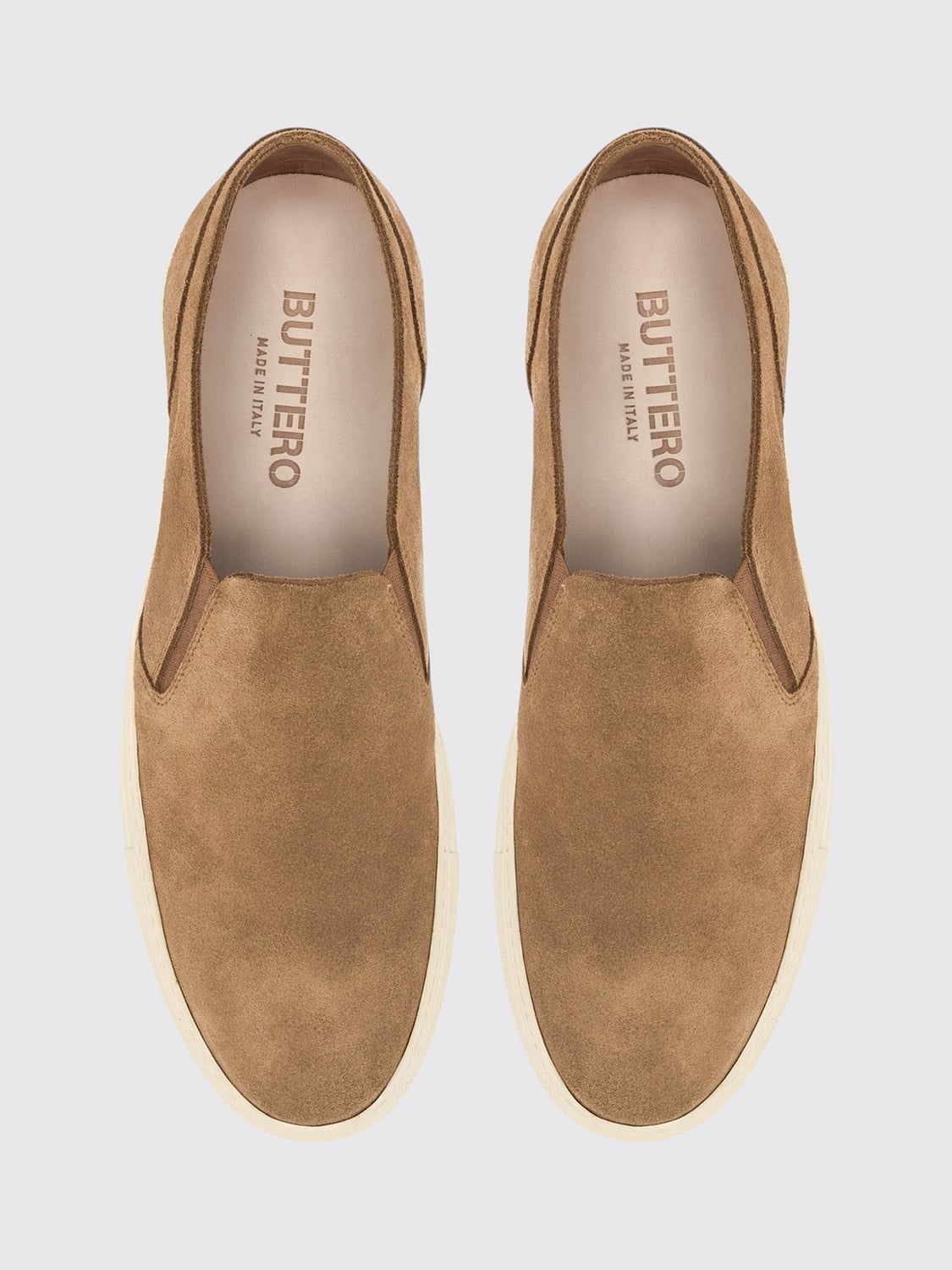 BUTTERO SNEAKERS: Sneakers slip-on Buttero in pelle scamosciata marrone con suola in gomma, Marrone - Img 4