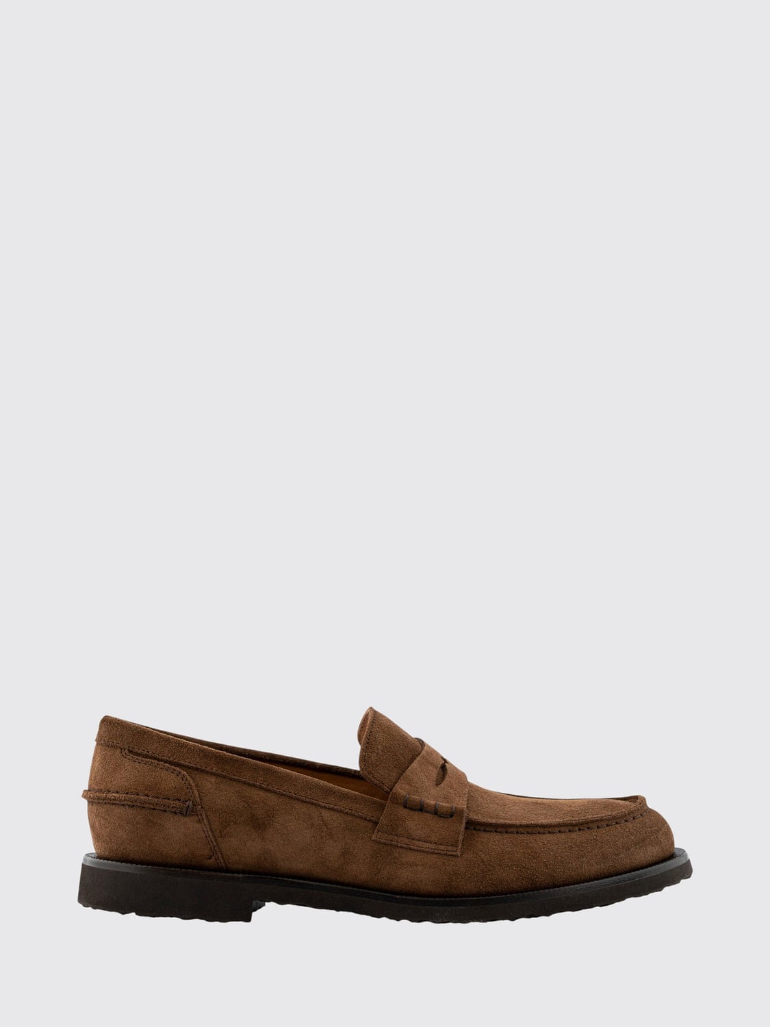 BUTTERO MOCASSINI: Mocassini penny loafer Buttero in pelle scamosciata con traversina e punta tonda, Marrone - Img 1