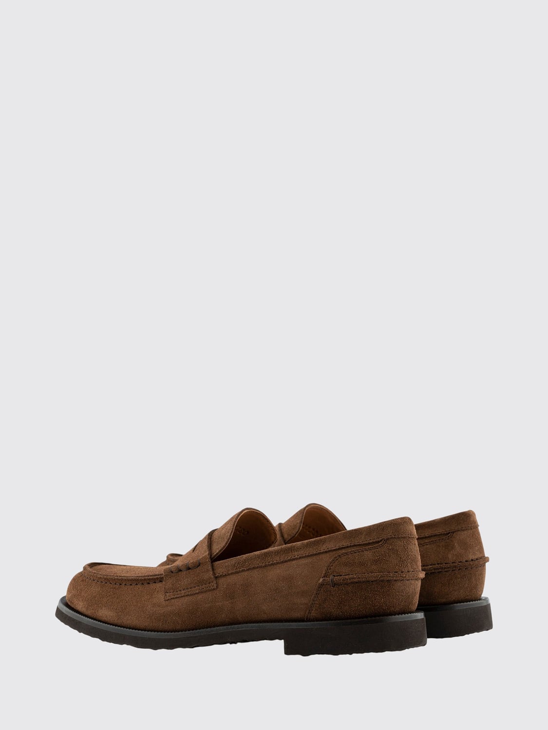 BUTTERO MOCASSINI: Mocassini penny loafer Buttero in pelle scamosciata con traversina e punta tonda, Marrone - Img 3