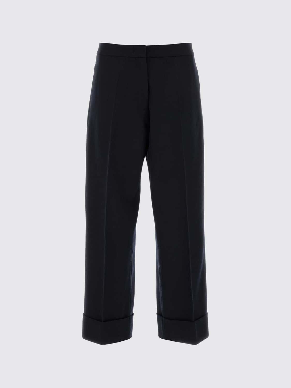 SOEUR PANTALONI: Pantaloni a gamba larga Soeur in pura lana vergine a vita alta, Blue Navy - Img 2