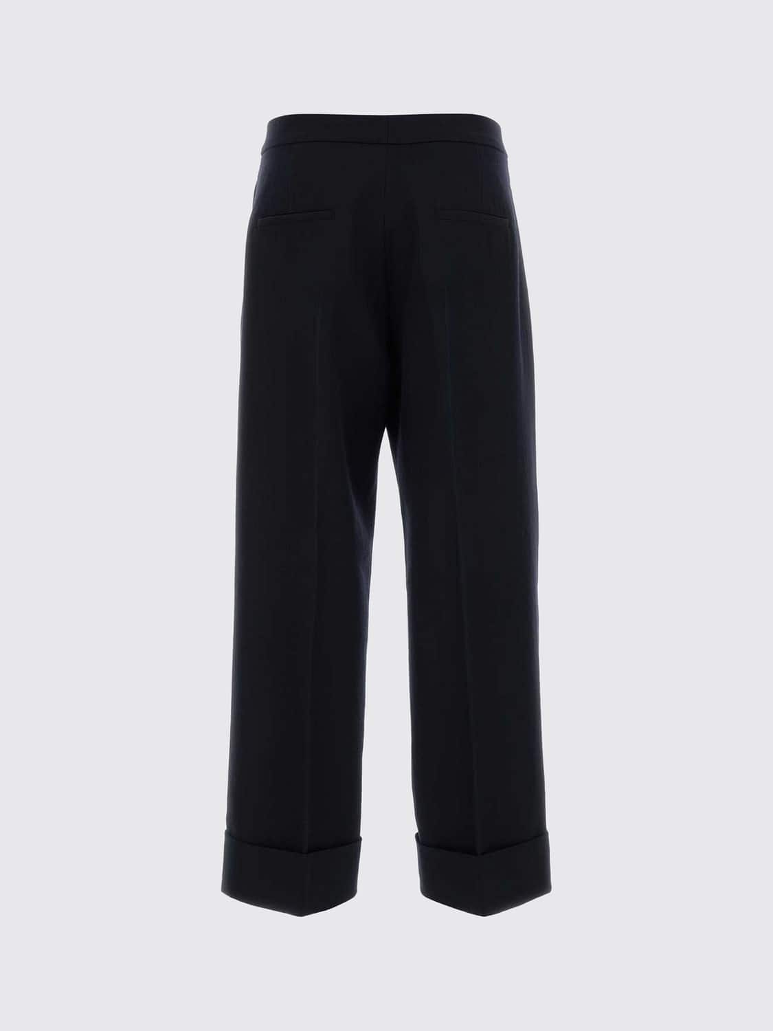 SOEUR PANTALONI: Pantaloni a gamba larga Soeur in pura lana vergine a vita alta, Blue Navy - Img 3
