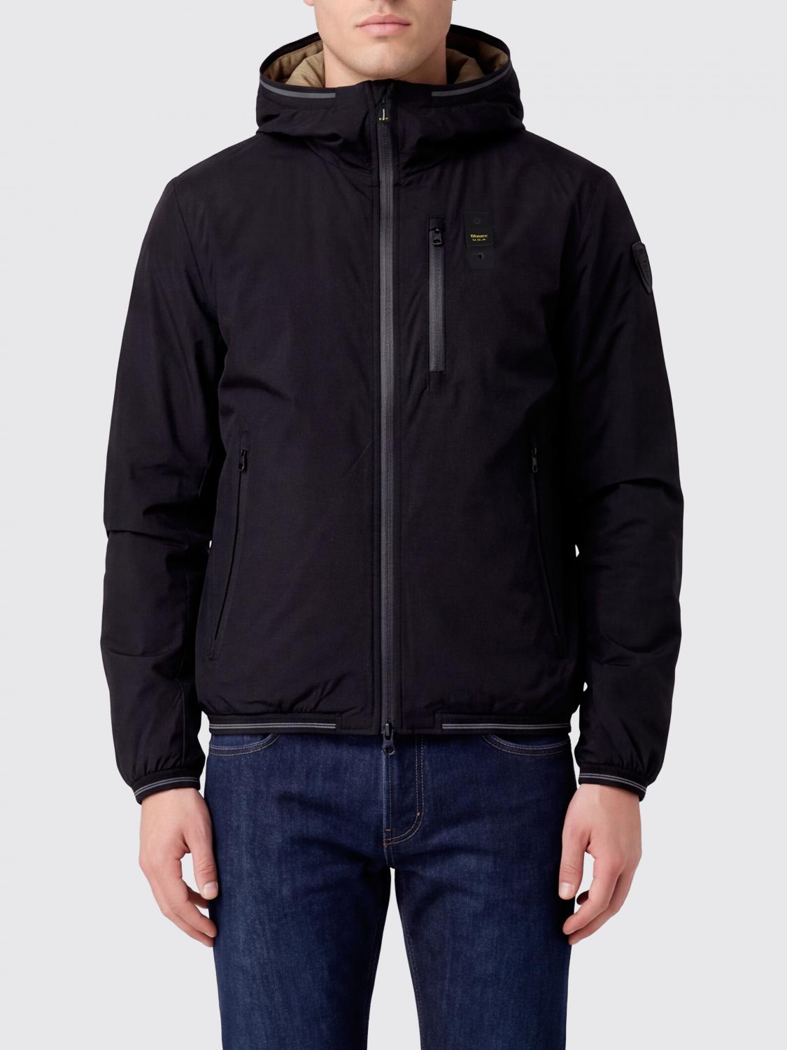 BLAUER GIACCA: Giacca a vento D-Devon Blauer leggera e antivento con cappuccio e logo, Nero - Img 1