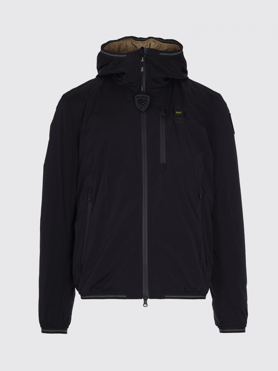 BLAUER GIACCA: Giacca a vento D-Devon Blauer leggera e antivento con cappuccio e logo, Nero - Img 2
