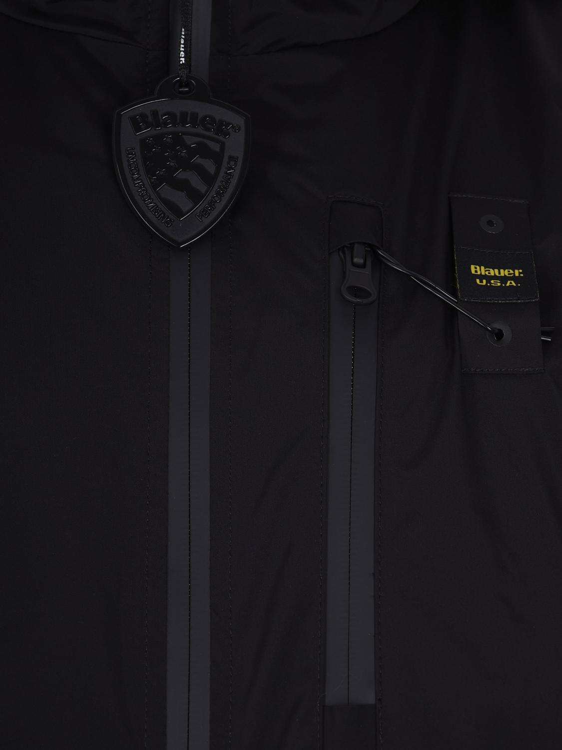 BLAUER GIACCA: Giacca a vento D-Devon Blauer leggera e antivento con cappuccio e logo, Nero - Img 4