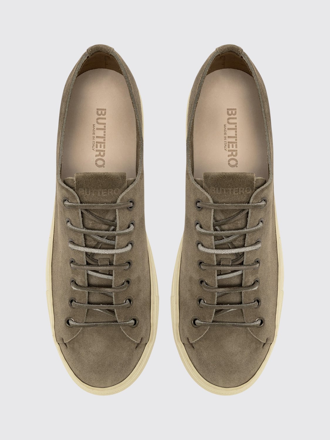 BUTTERO SNEAKERS: Sneakers basse Buttero in pelle scamosciata di bovino con logo applicato, Marrone - Img 4