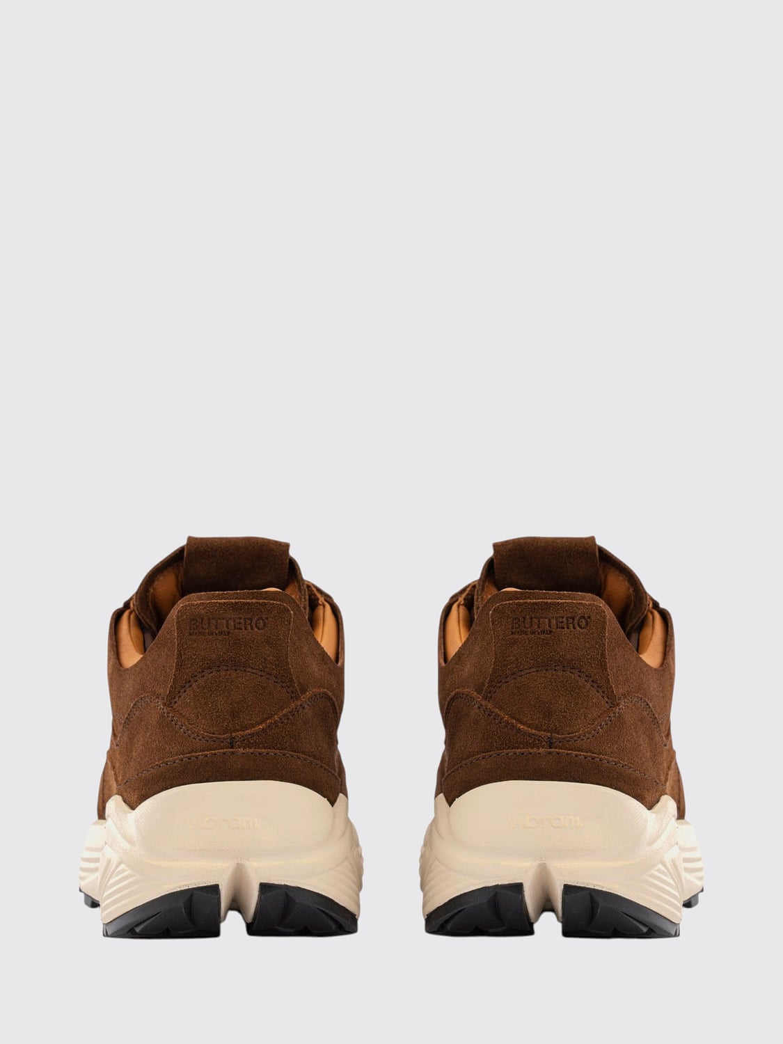 BUTTERO SNEAKERS: Sneakers basse Buttero in pelle scamosciata con suola Vibram dentellata, Marrone - Img 3