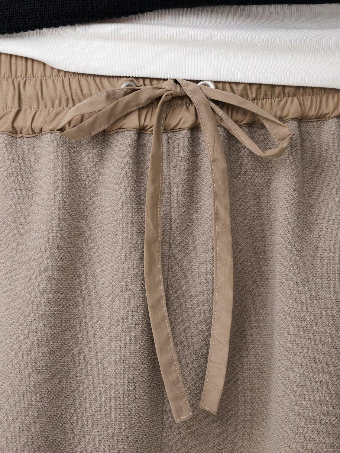STUDIO NICHOLSON PANTS: Studio Nicholson Prince of Wales Wool Baggy Trousers with Drawstring, Beige - Img 3