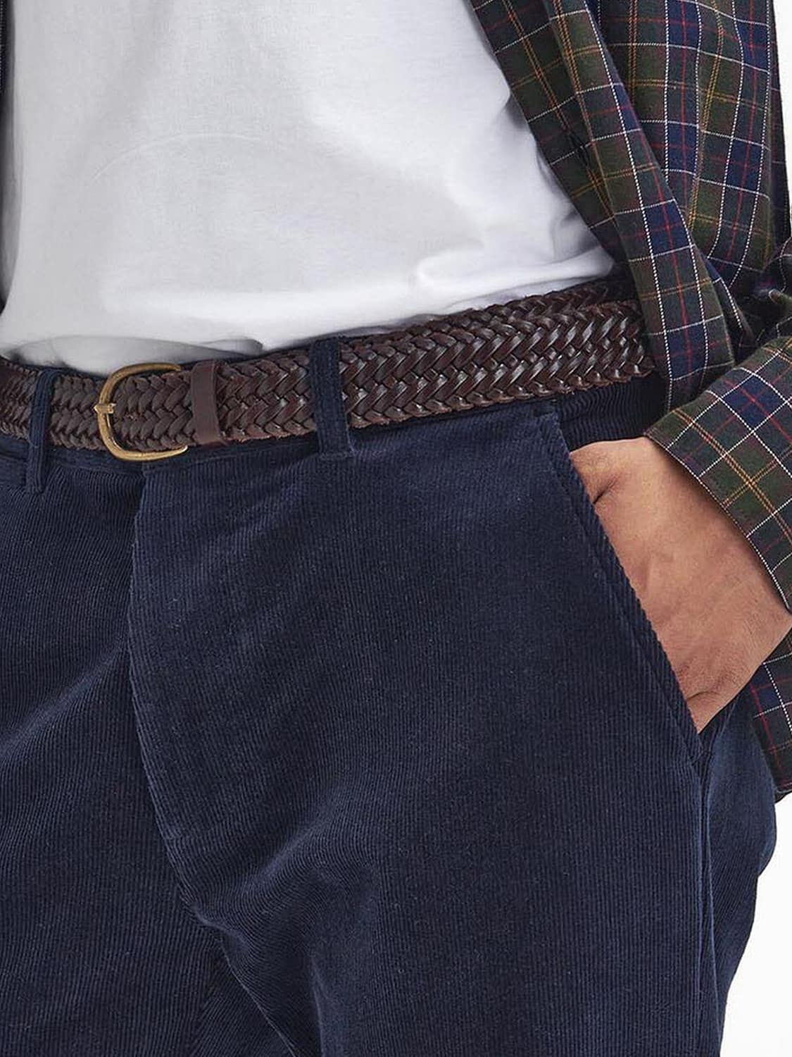 BARBOUR PANTALONES: Pantalones chinos slim fit Barbour de pana con trabillas para cinturón, Azul Marino - Img 3