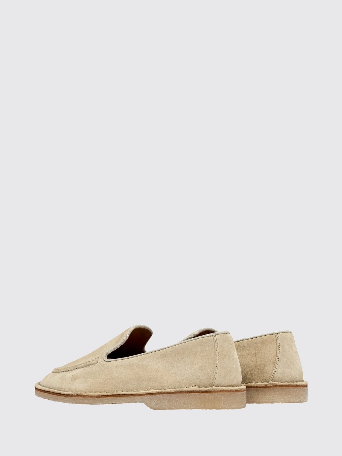 BUTTERO MOCASSINI: Mocassini flat Buttero in pelle scamosciata di bovino con vaschetta in rilievo, Beige - Img 3