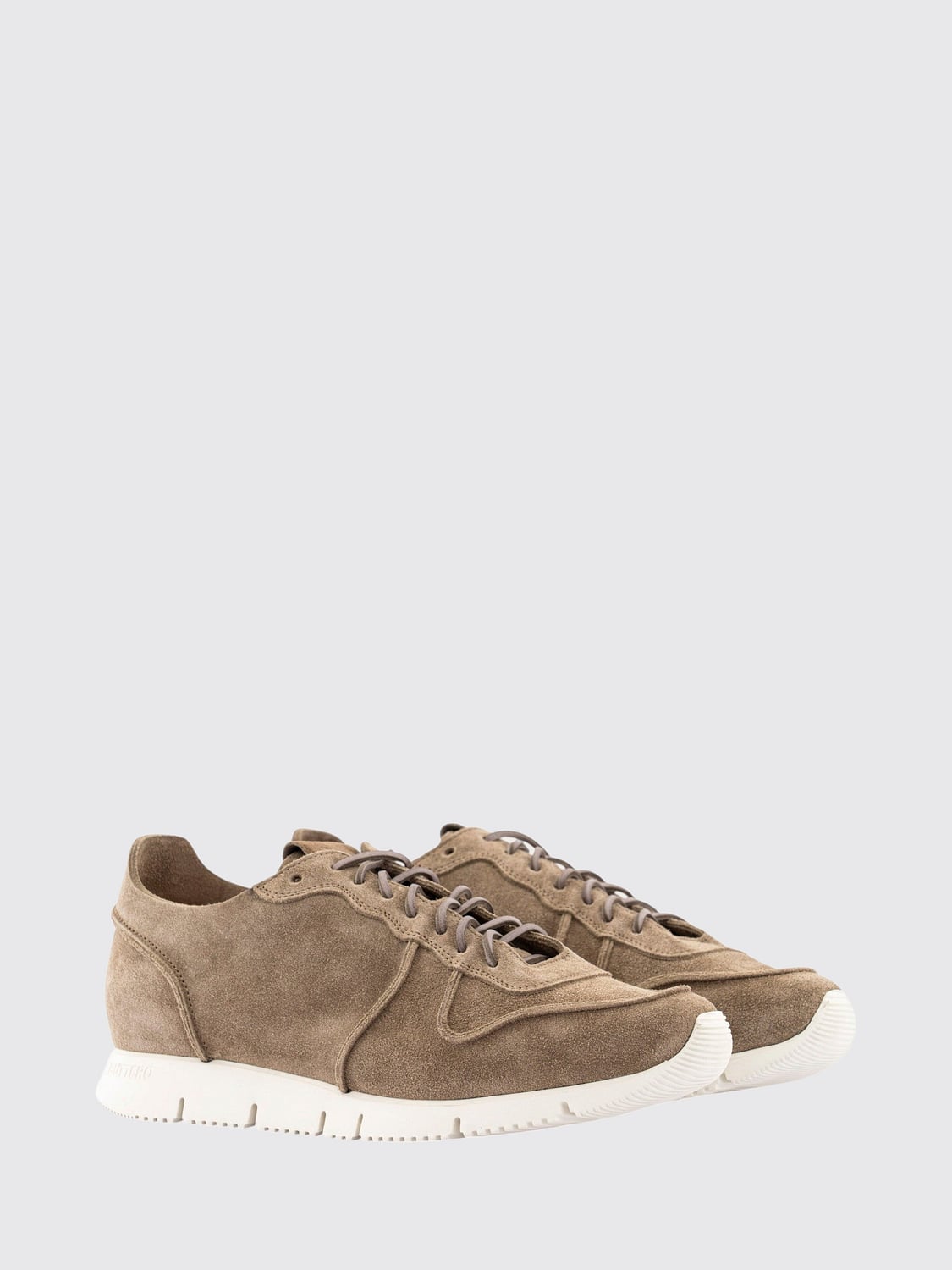 BUTTERO SNEAKERS: Sneakers basse Buttero in pelle scamosciata con logo tono su tono, Marrone - Img 2