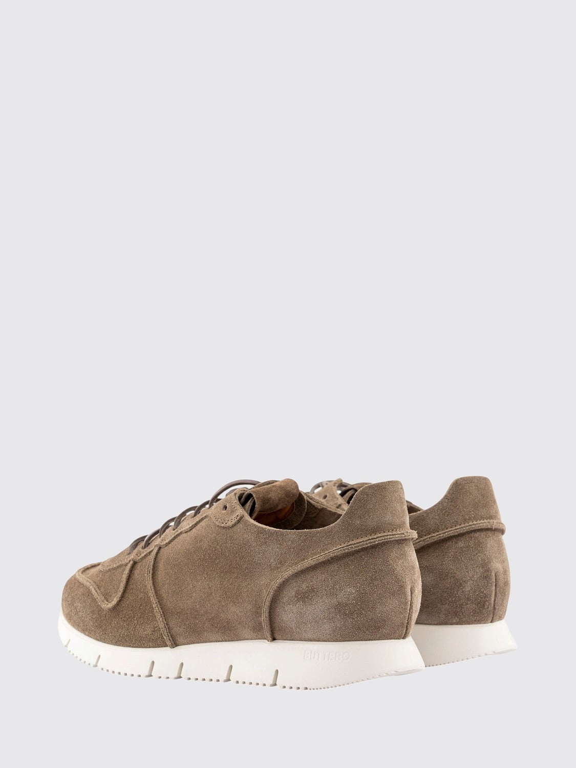 BUTTERO SNEAKERS: Sneakers basse Buttero in pelle scamosciata con logo tono su tono, Marrone - Img 5
