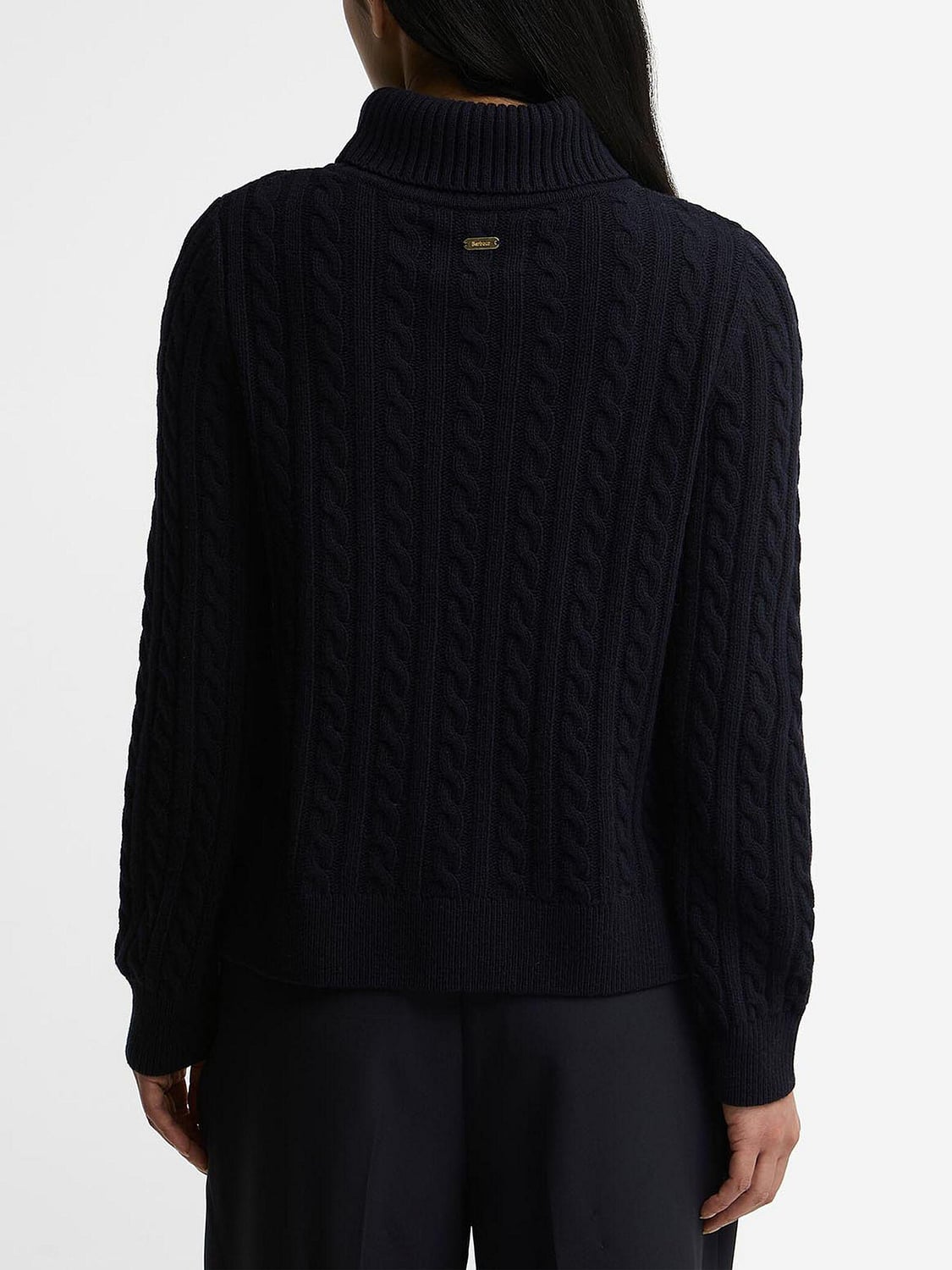 BARBOUR PULL: Pull à col roulé Barbour à manches longues en laine et coton mélangés à finitions côtelées, Bleu Marine - Img 2