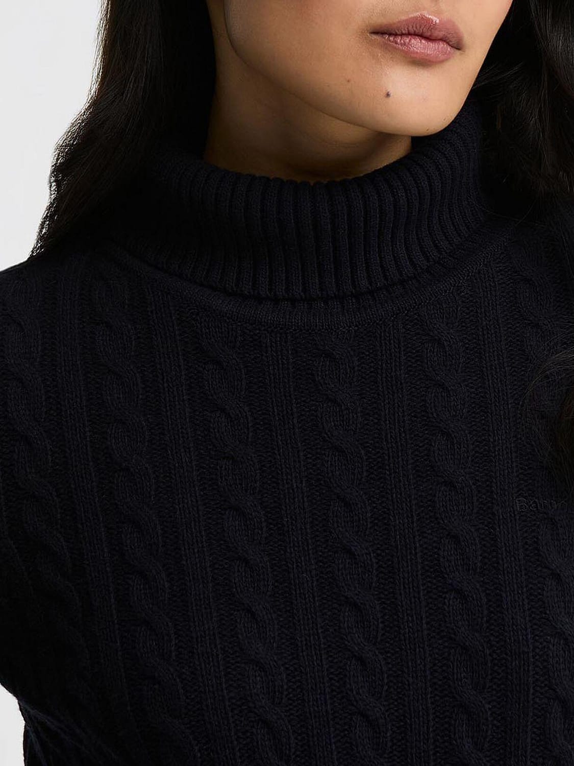 BARBOUR PULL: Pull à col roulé Barbour à manches longues en laine et coton mélangés à finitions côtelées, Bleu Marine - Img 3