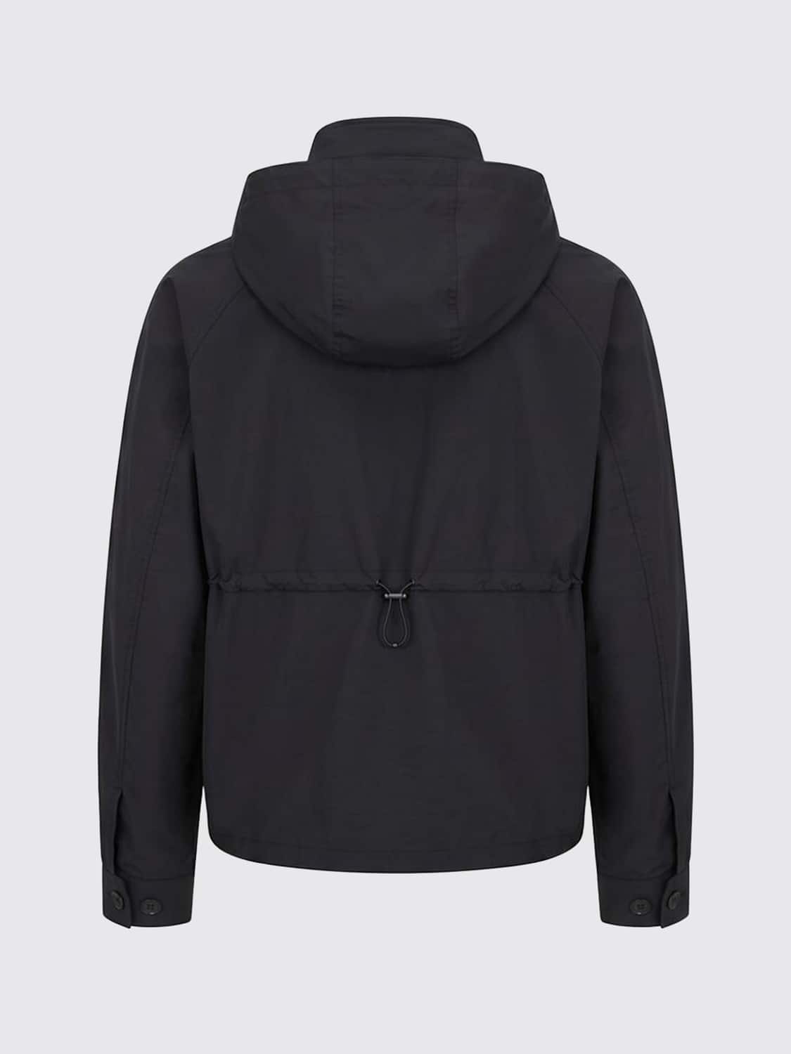 WOOYOUNGMI JACKET: Hooded Windbreaker Jacket Wooyoungmi with a High Neck and Button Closure, Black - Img 3