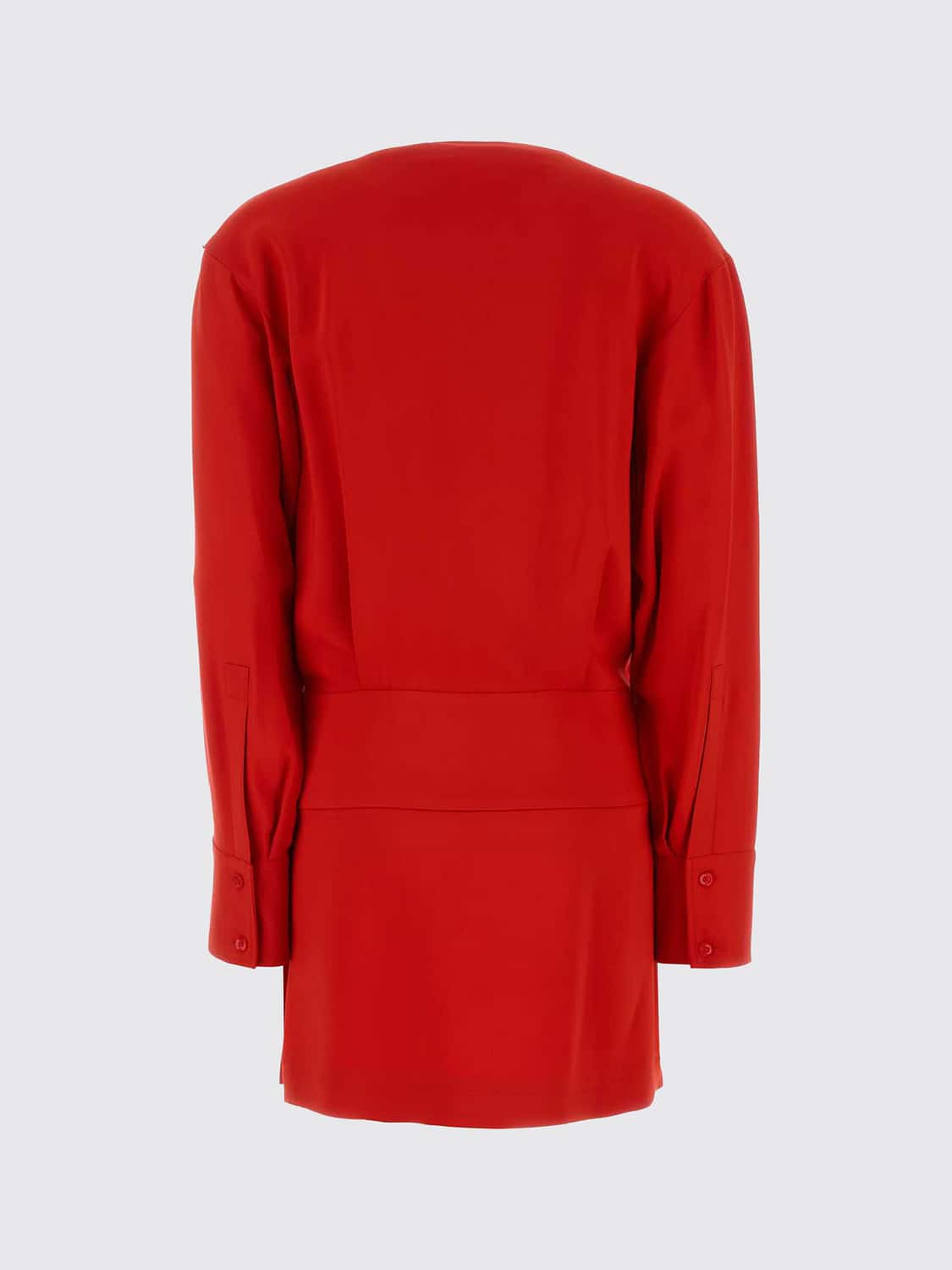 SPORTMAX ABITO: Mini abito a tubino Sportmax in crêpe con scollo a V e maniche lunghe, Rosso - Img 3