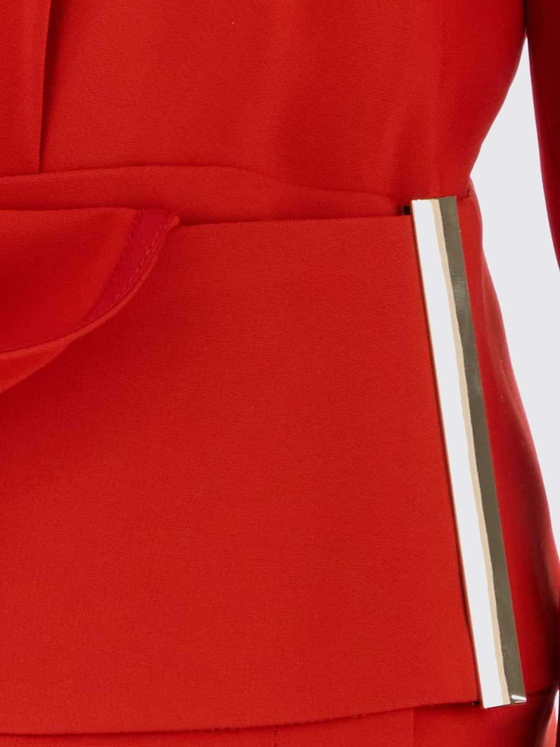 SPORTMAX ABITO: Mini abito a tubino Sportmax in crêpe con scollo a V e maniche lunghe, Rosso - Img 4