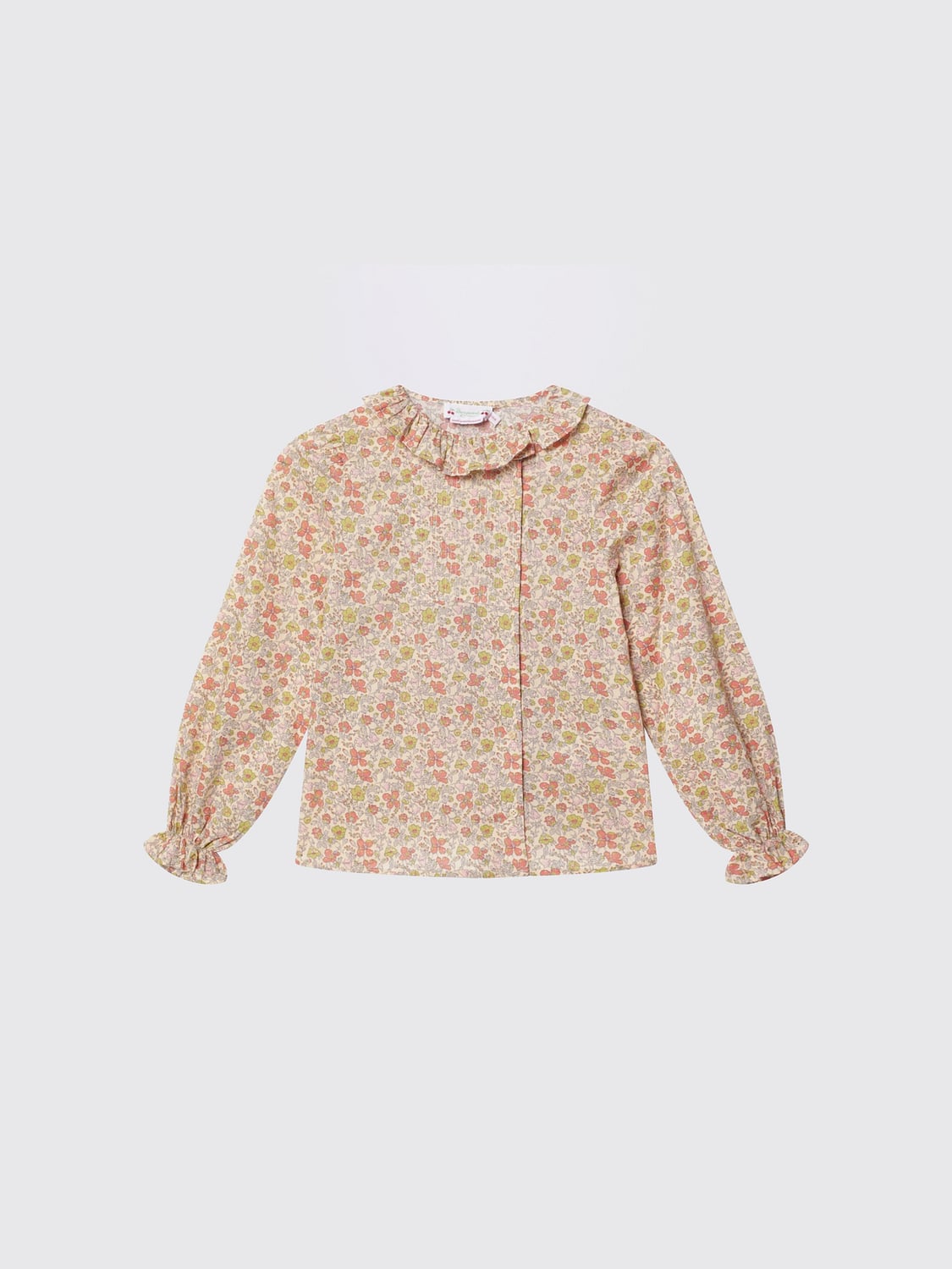 BONPOINT CHEMISE: Chemise Bonpoint pour fille en coton floral à col à volants et fermeture dissimulée, Multicolore - Img 1