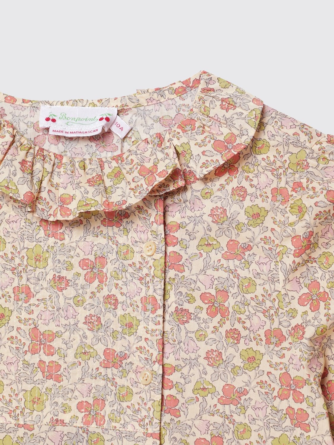 BONPOINT CHEMISE: Chemise Bonpoint pour fille en coton floral à col à volants et fermeture dissimulée, Multicolore - Img 2