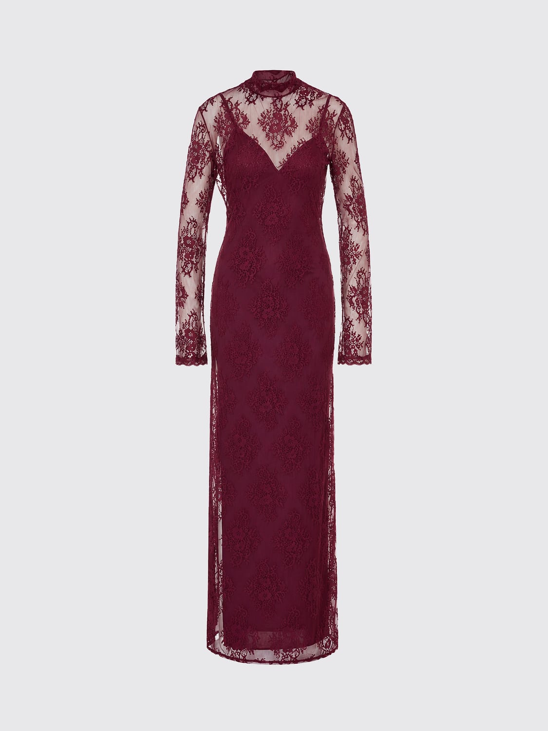 ANIYE BY ABITO: Abito da sera lungo Aniye by in pizzo con collo alto e maniche lunghe, Rosso - Img 2