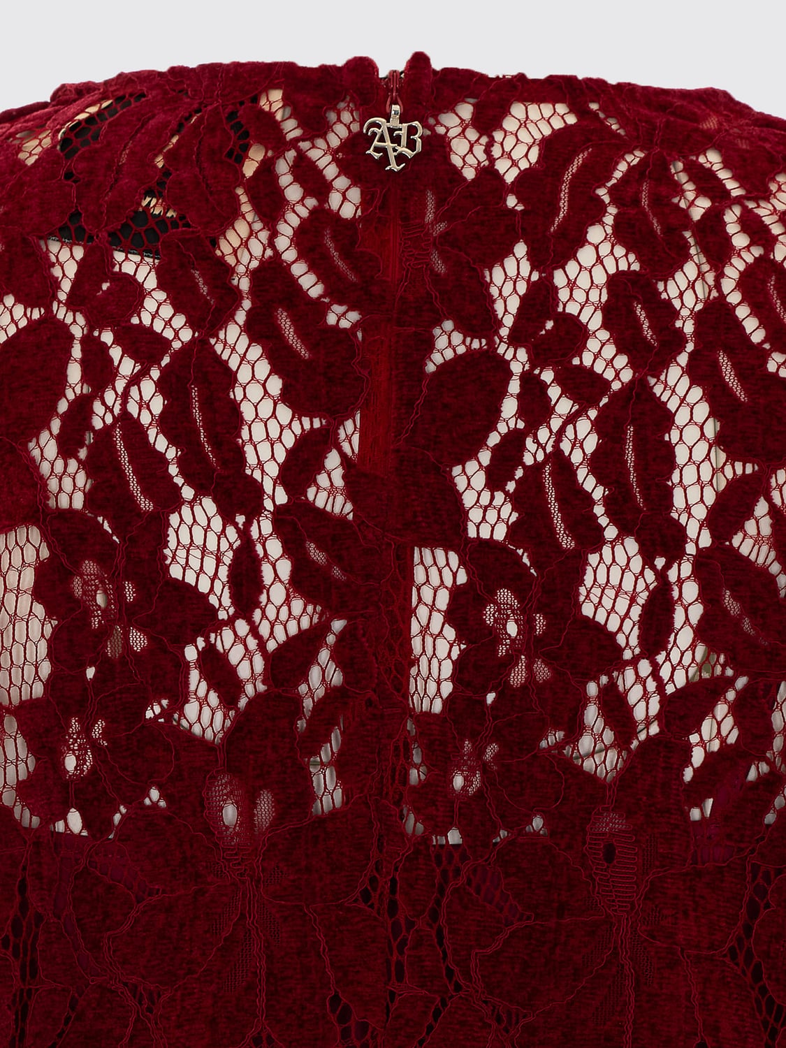ANIYE BY ABITO: Mini abito a tubino Aniye by in pizzo a maniche lunghe con scollo rotondo, Rosso - Img 4