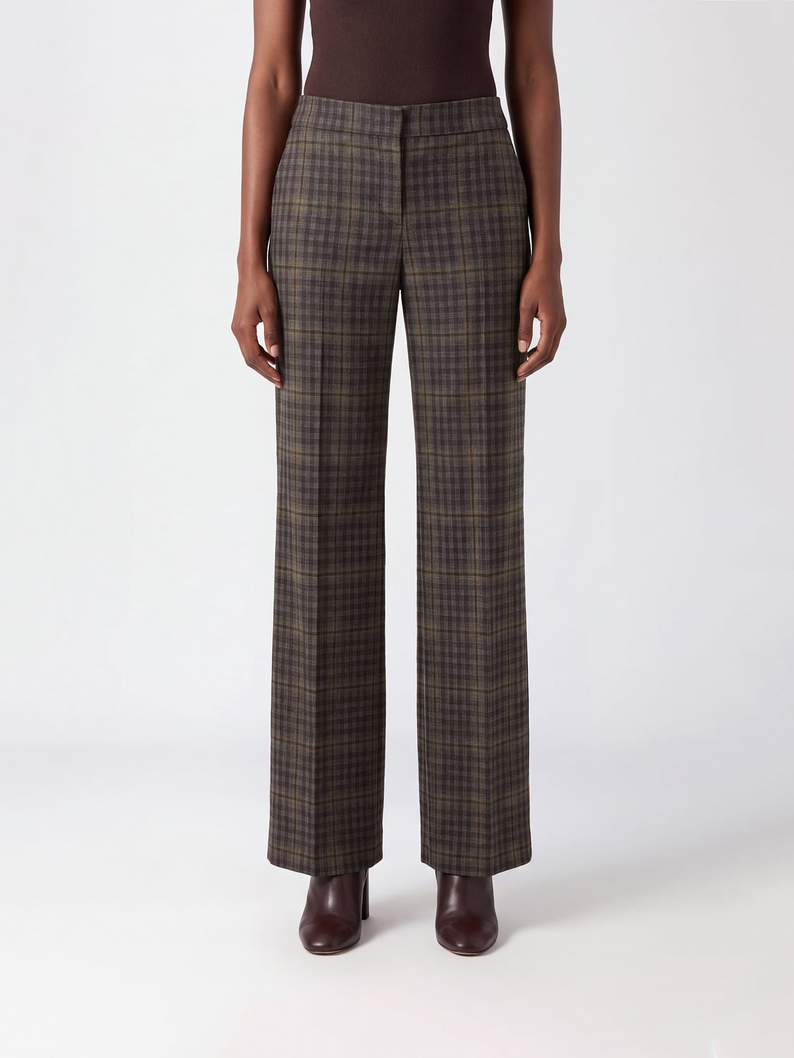 ANIYE BY PANTS: Prince of Wales Check Straight-Leg Trousers Aniye by in Viscose Blend, Grey - Img 1