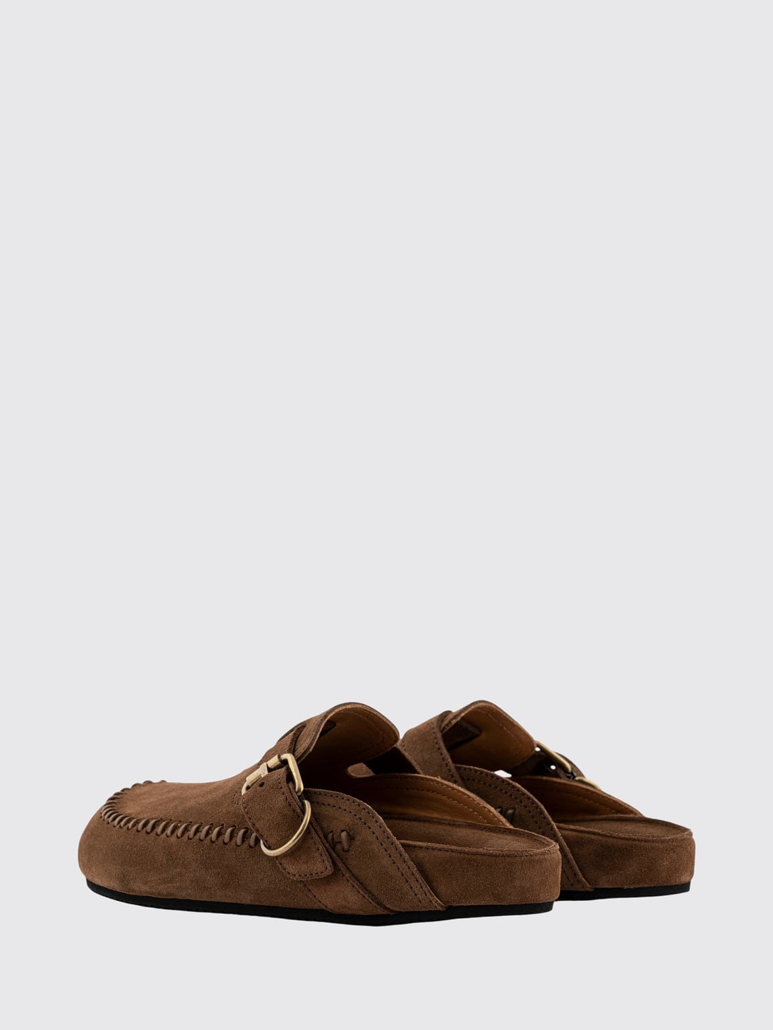 BUTTERO SCARPE: Mules Buttero in pelle scamosciata con cinturino regolabile e tacco basso, Marrone - Img 3