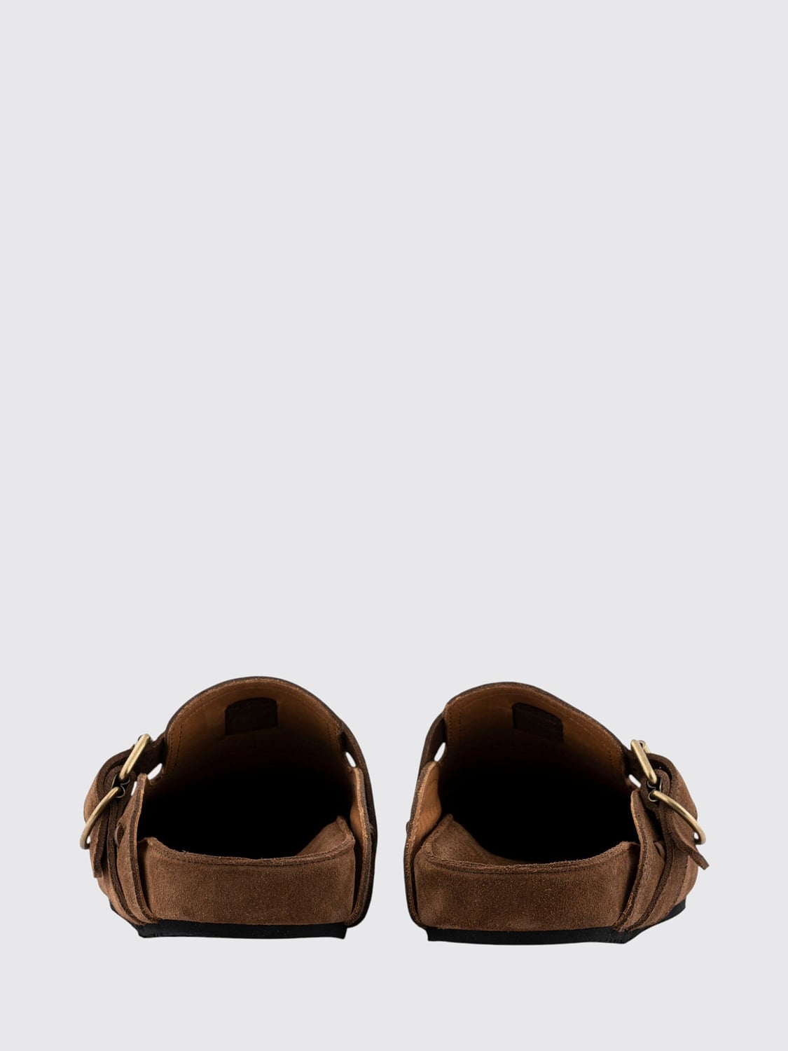 BUTTERO SCARPE: Mules Buttero in pelle scamosciata con cinturino regolabile e tacco basso, Marrone - Img 5