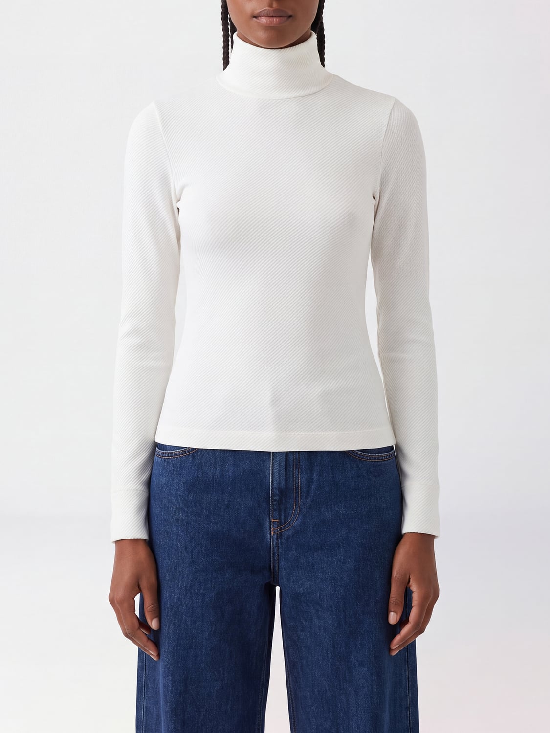 PERFECT MOMENT JERSEY: Jersey Perfect Moment de cuello alto en mezcla de cachemir y modal, Blanco - Img 1