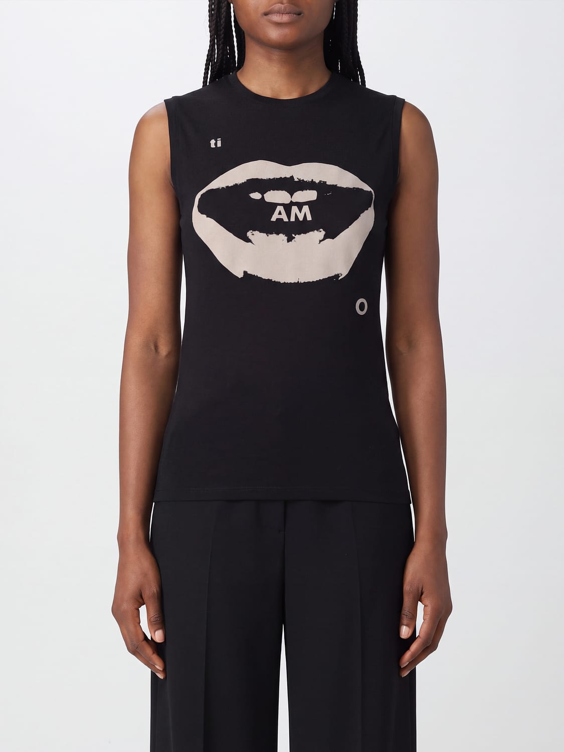 FENDI CAMISETA: Camiseta sin mangas slim fit Fendi de algodón con estampado gráfico y logo, Negro - Img 1