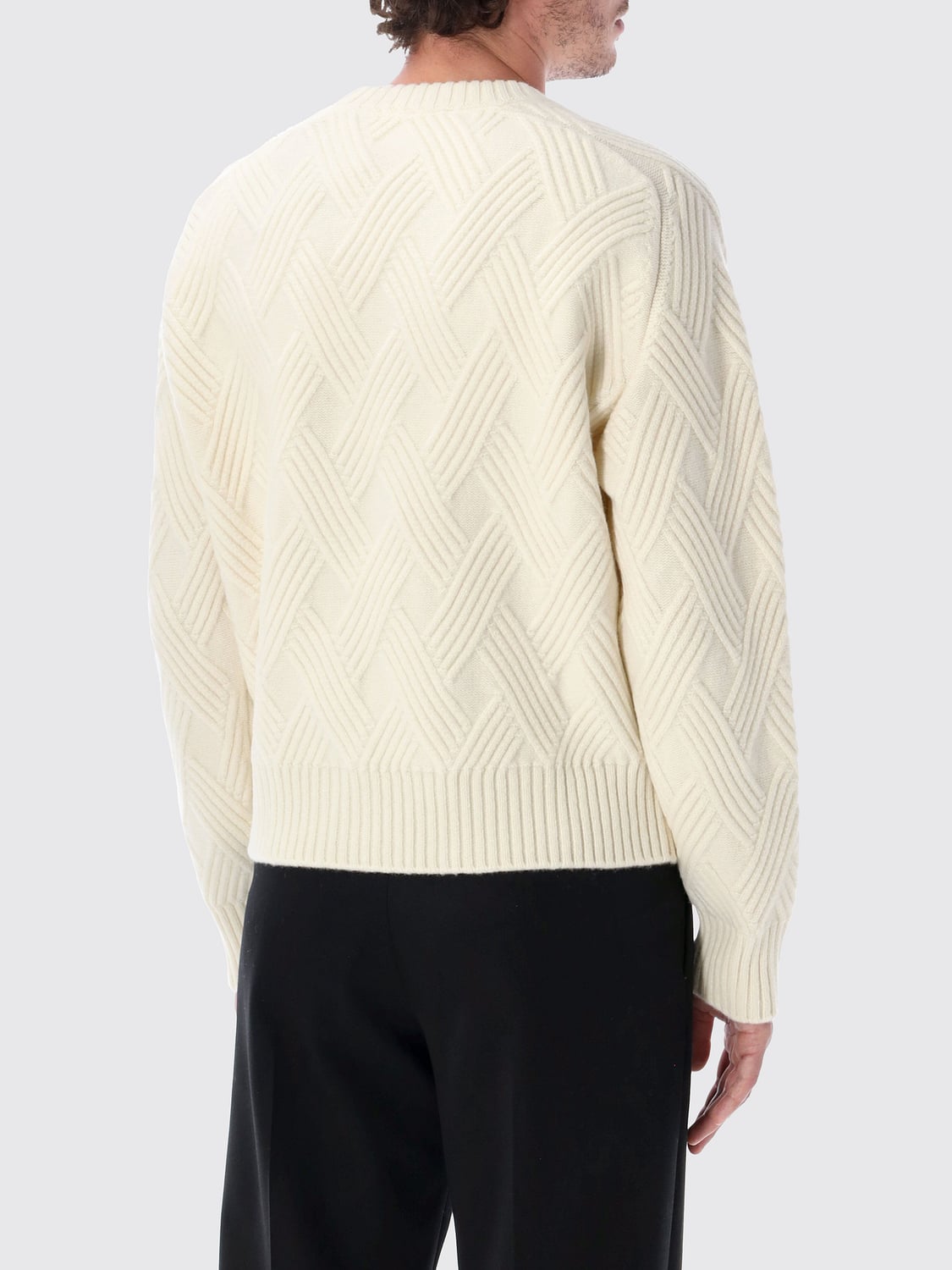 LANVIN SWEATER: Dropped Shoulder Wool Crewneck Jumper Lanvin with Long Sleeves, White - Img 2