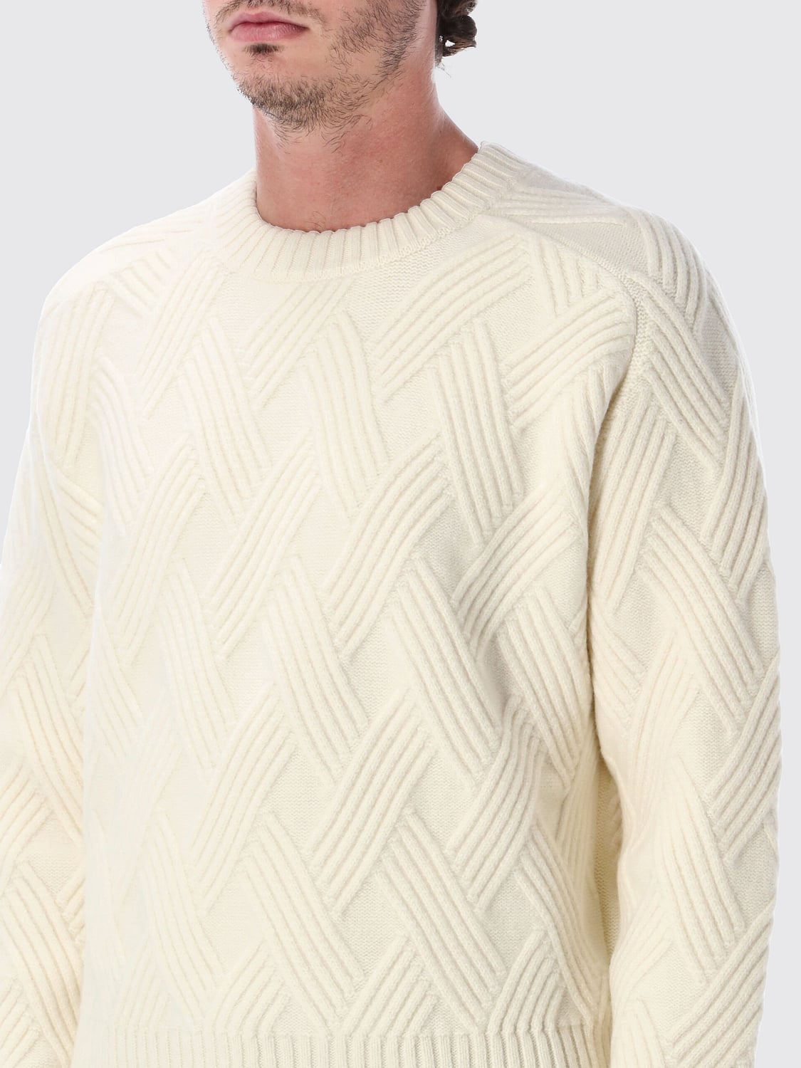 LANVIN SWEATER: Dropped Shoulder Wool Crewneck Jumper Lanvin with Long Sleeves, White - Img 3