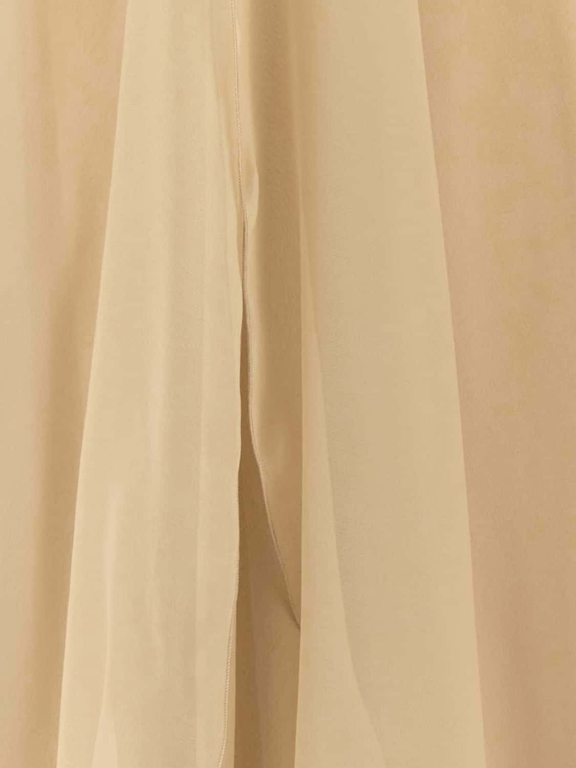ALBERTA FERRETTI VESTIDO: Vestido de noche Alberta Ferretti sin mangas de seda bordada con volantes, Beige - Img 4