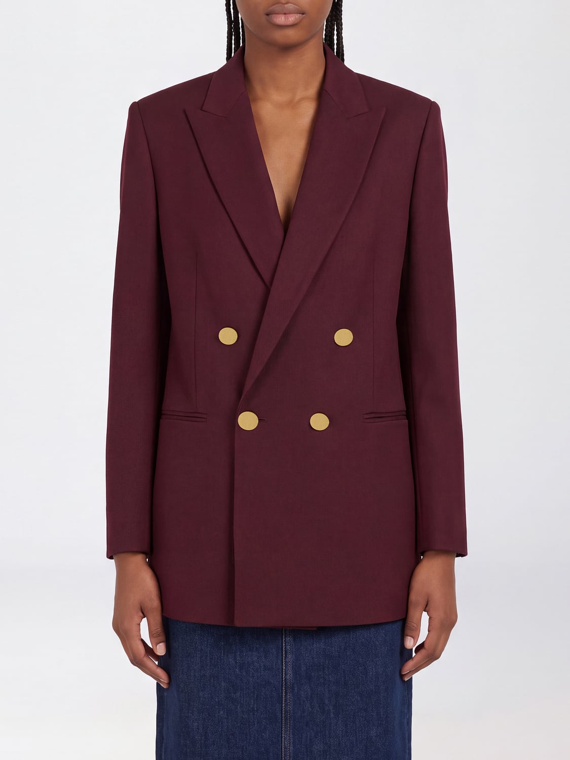 ALBERTA FERRETTI CHAQUETA: Blazer Alberta Ferretti corta cruzada de viscosa con solapas de pico, Rojo - Img 1