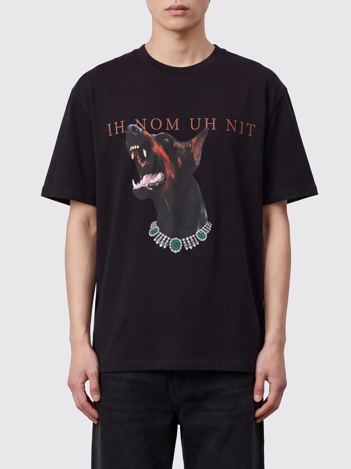IH NOM UH NIT CAMISETA: Camiseta de cuello redondo Ih Nom Uh Nit de algodón con estampado gráfico y logo, Negro - Img 1