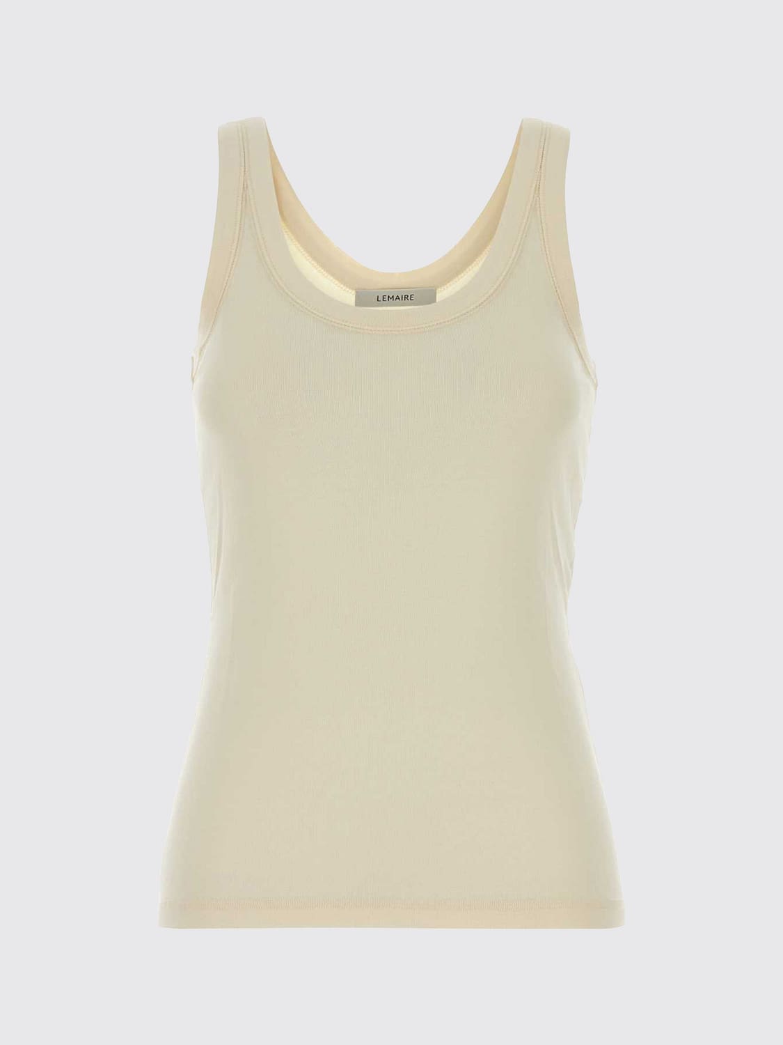 LEMAIRE CAMISETA: Top de tirantes Lemaire slim fit de algodón con cuello en U, Crema - Img 2