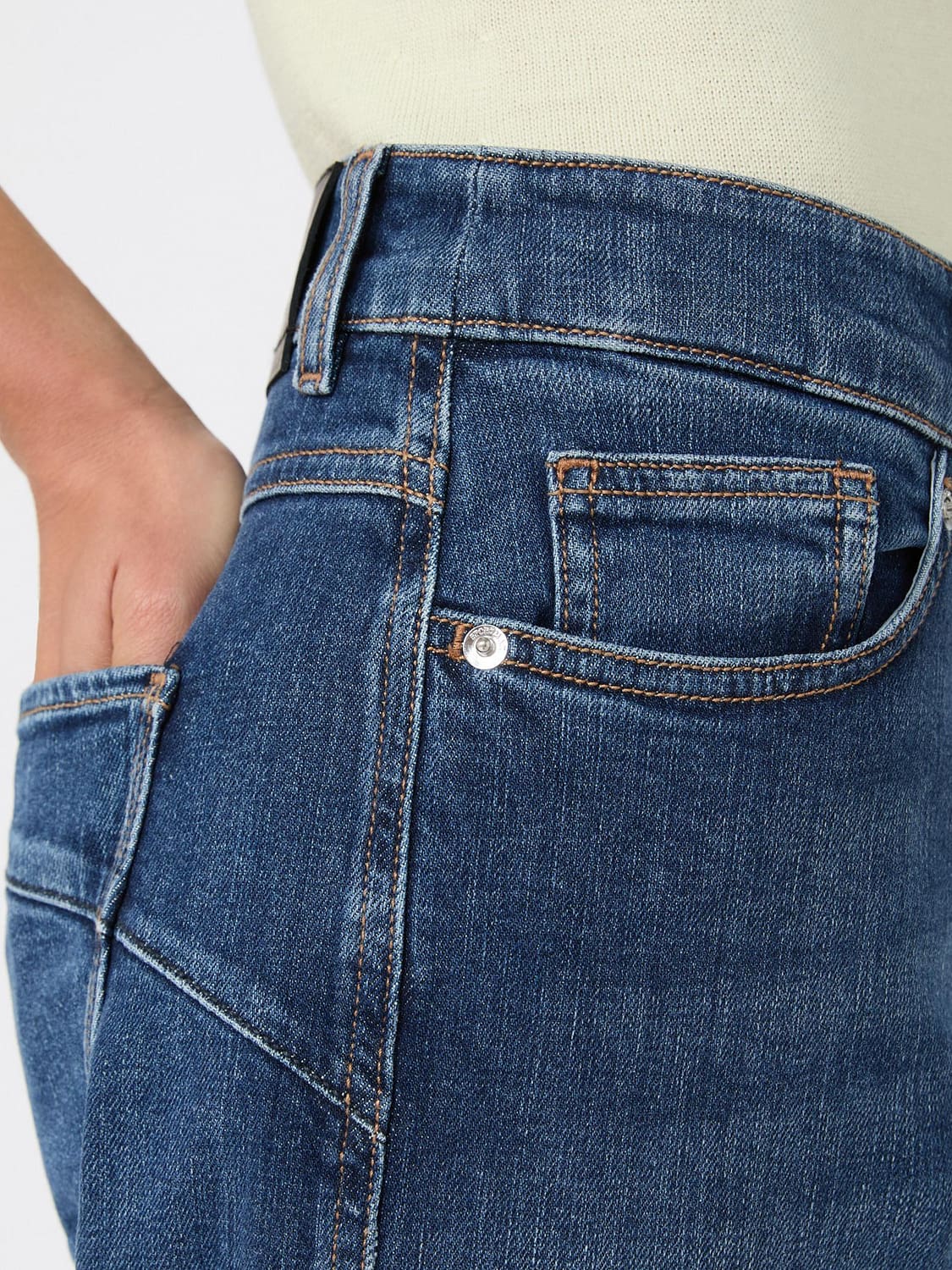 SPORTMAX VAQUEROS: Vaqueros rectos cropped Sportmax de talle medio en denim de algodón con vuelta, Azul Oscuro 1 - Img 3