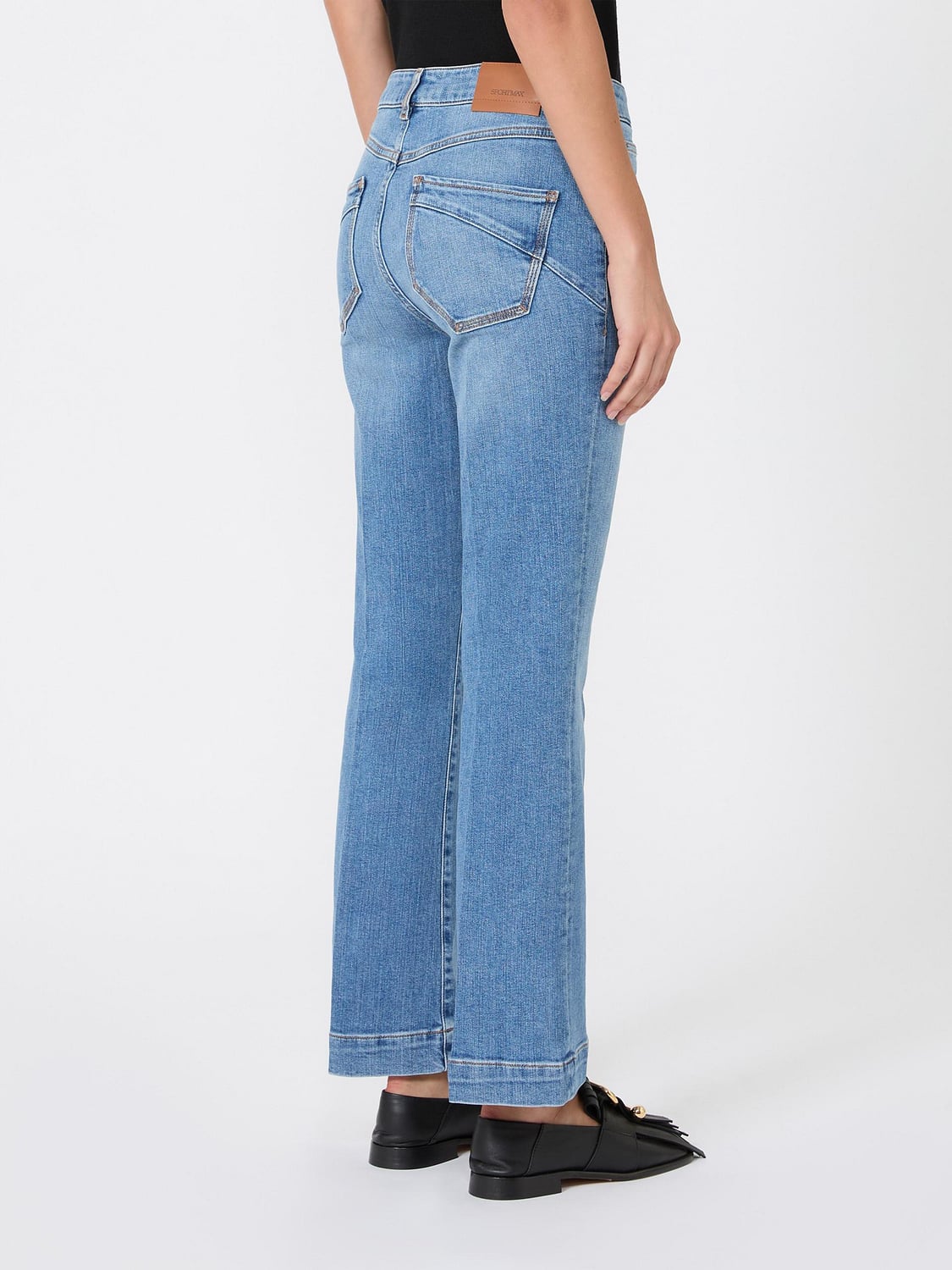 SPORTMAX VAQUEROS: Vaqueros rectos Sportmax de talle medio y cinco bolsillos en denim de algodón, Azul Oscuro - Img 2