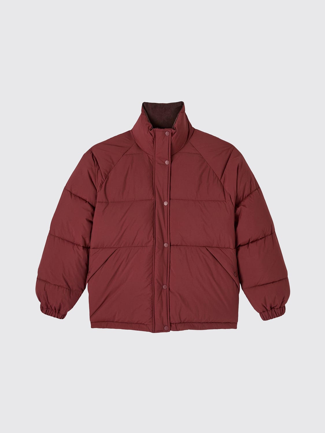 A.P.C. JACKET: Short Puffer Jacket A.P.C. in Recycled Nylon with a High Neck and Concealed Closure, Burgundy - Img 3