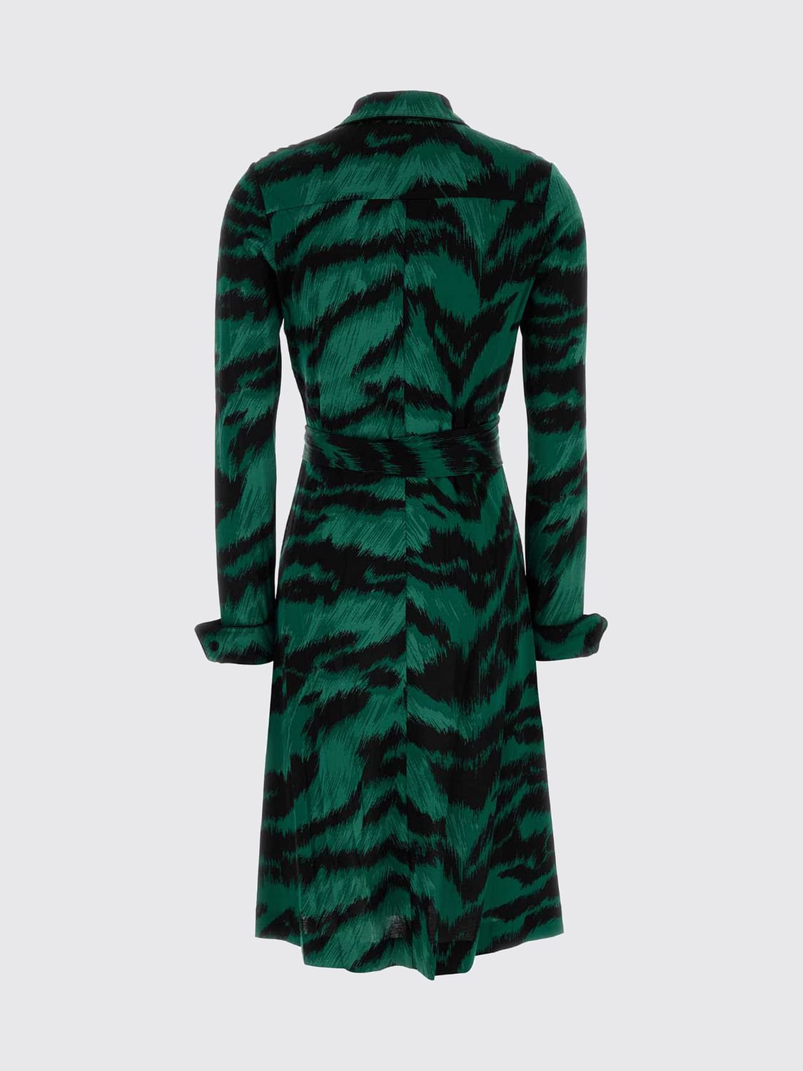 DIANE VON FURSTENBERG VESTIDO: Vestido camisero midi Diane Von Furstenberg de algodón con estampado de cebra, Verde - Img 3