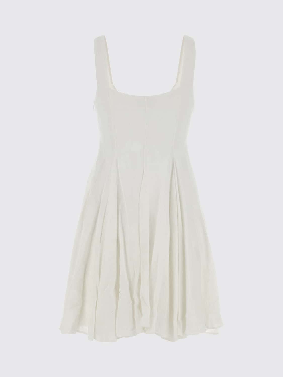 JW ANDERSON VESTIDO: Minivestido evasé JW Anderson de viscosa con escote en V y hombros descubiertos, Marfil - Img 3