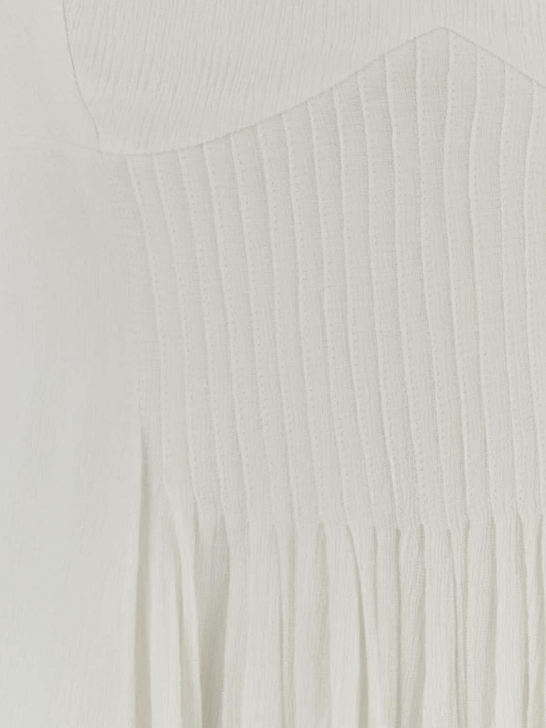 JW ANDERSON VESTIDO: Minivestido evasé JW Anderson de viscosa con escote en V y hombros descubiertos, Marfil - Img 4