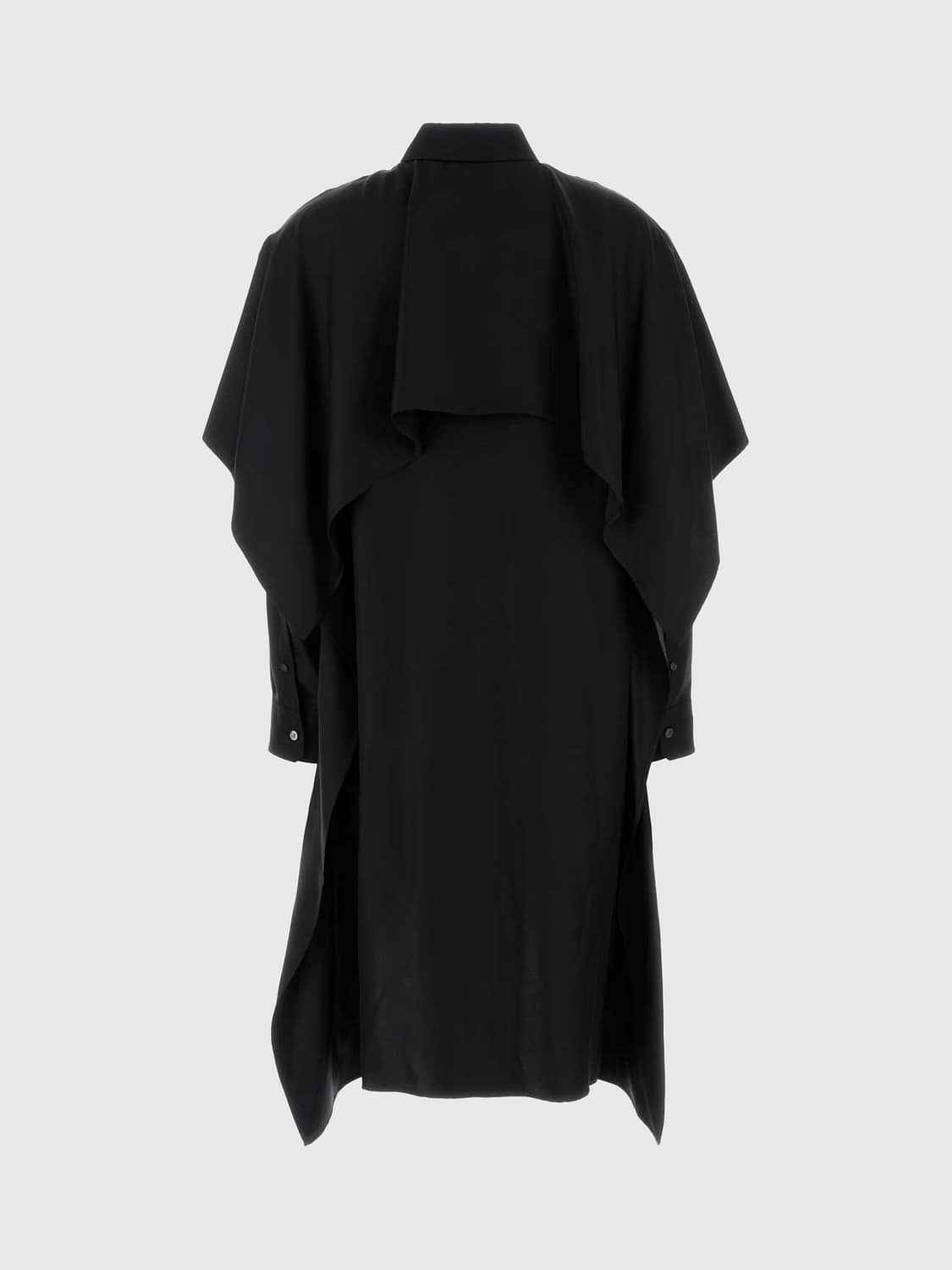LOEWE VESTIDO: Minivestido camisero asimétrico Loewe de seda con hombros caídos y cuello clásico, Negro - Img 3