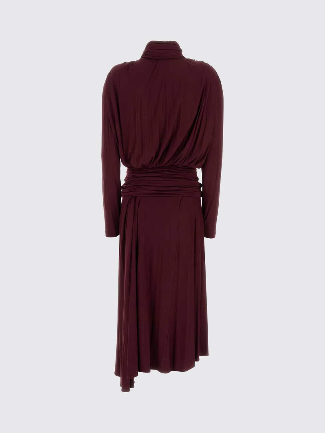 BLUMARINE ABITO: Abito midi asimmetrico Blumarine in viscosa stretch con collo a fusciacca, Rosso - Img 3