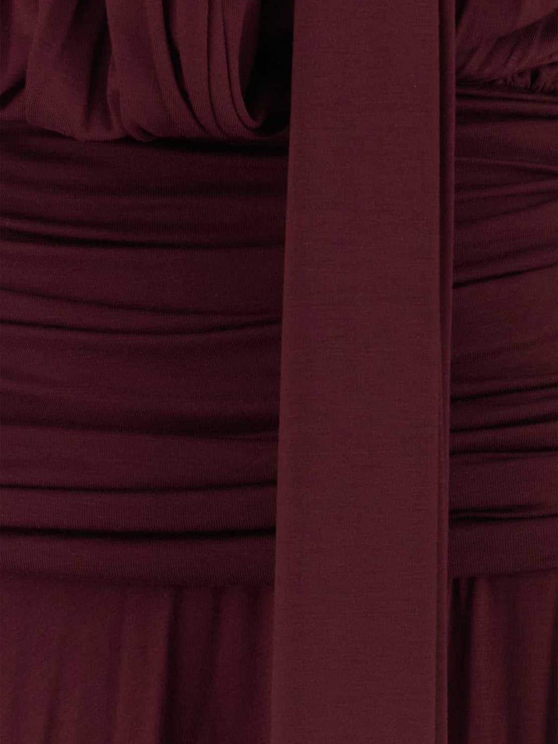 BLUMARINE ABITO: Abito midi asimmetrico Blumarine in viscosa stretch con collo a fusciacca, Rosso - Img 4