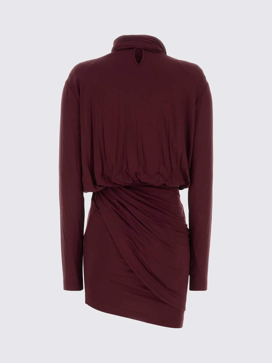 BLUMARINE ABITO: Mini abito a tubino Blumarine in viscosa stretch con drappeggio e collo a fusciacca, Rosso - Img 3