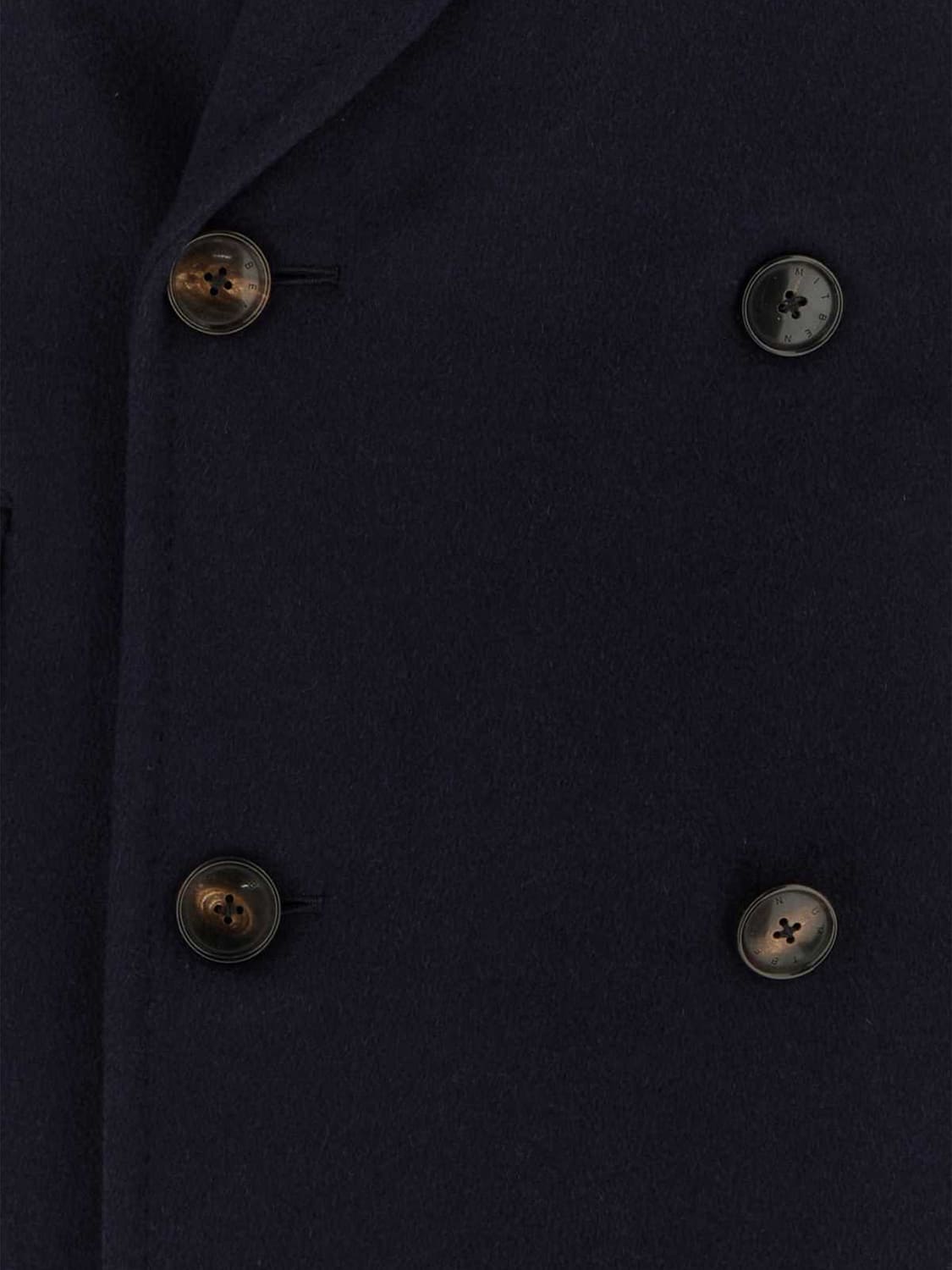 UMIT BENAN COAT: Umit Benan Long Double-Breasted Pure Cashmere Coat with Classic Lapels, Navy - Img 4