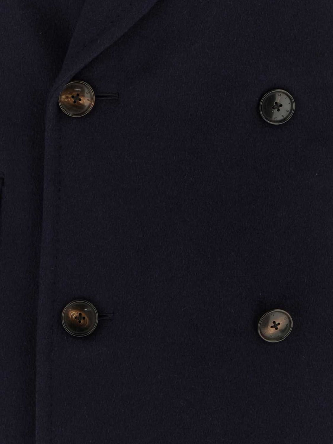 UMIT BENAN COAT: Umit Benan Long Double-Breasted Pure Cashmere Coat with Classic Lapels, Navy - Img 7