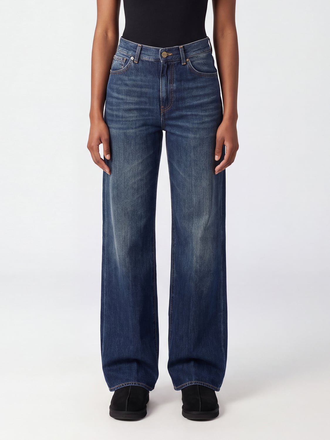 DONDUP JEANS: High-Waisted 5-Pocket Wide-Leg Jeans Dondup in Cotton and Lyocell Denim, Blue - Img 1