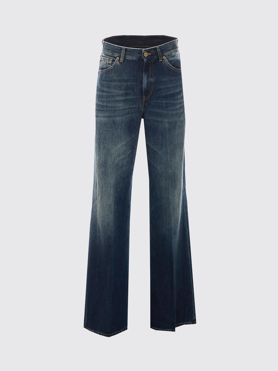 DONDUP JEANS: High-Waisted 5-Pocket Wide-Leg Jeans Dondup in Cotton and Lyocell Denim, Blue - Img 2